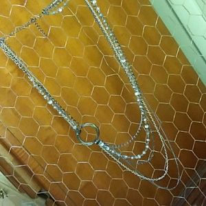 NWOT black and silver long necklace